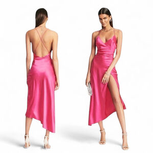 SER.O.YA Emma Silk Dress XL NWT Fuchsia Slit – Hyper Feminine Vintage Glam